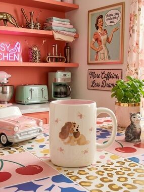 Rae Dunn Disney Lady and the Tramp Mug Pink Interior Classy & Sass Coquette